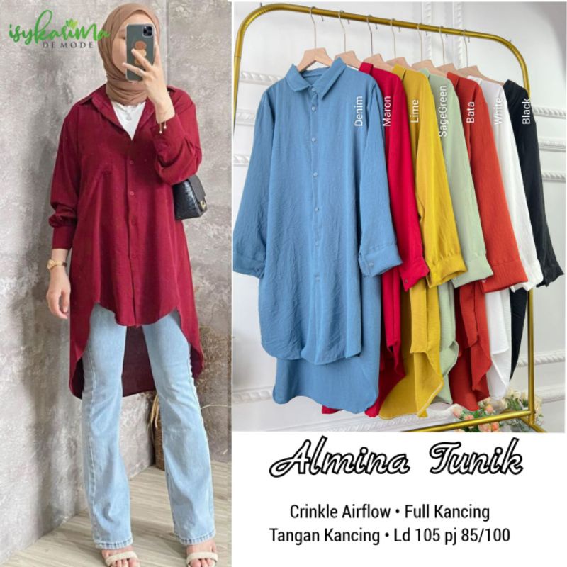 ALMINA TUNIK/TUNIK CANTIK/FASHION/HIJAB SYARI/TUNIK MASA KINI