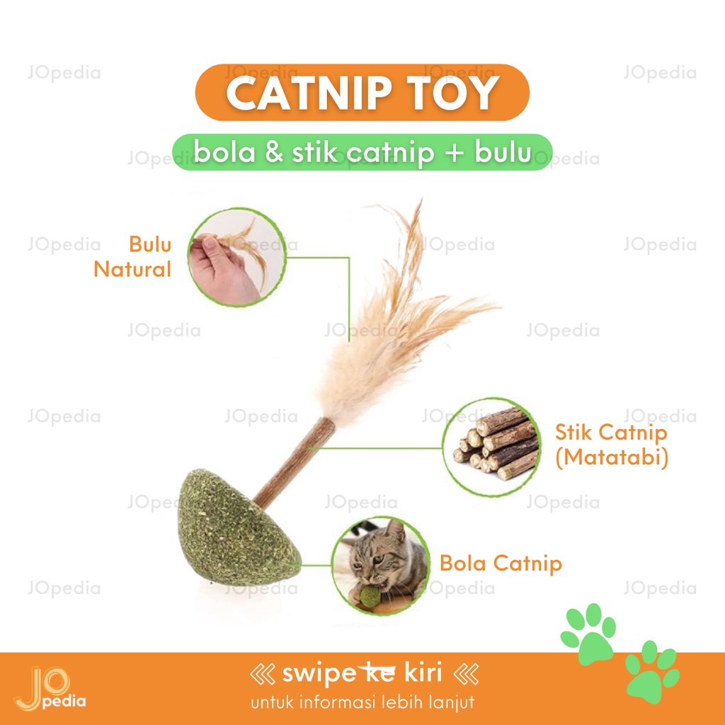 CATNIP TOY Gasing Mainan Kucing Snack Bola Bulu Stick Matatabi Makanan Cat Mint Ball Toy