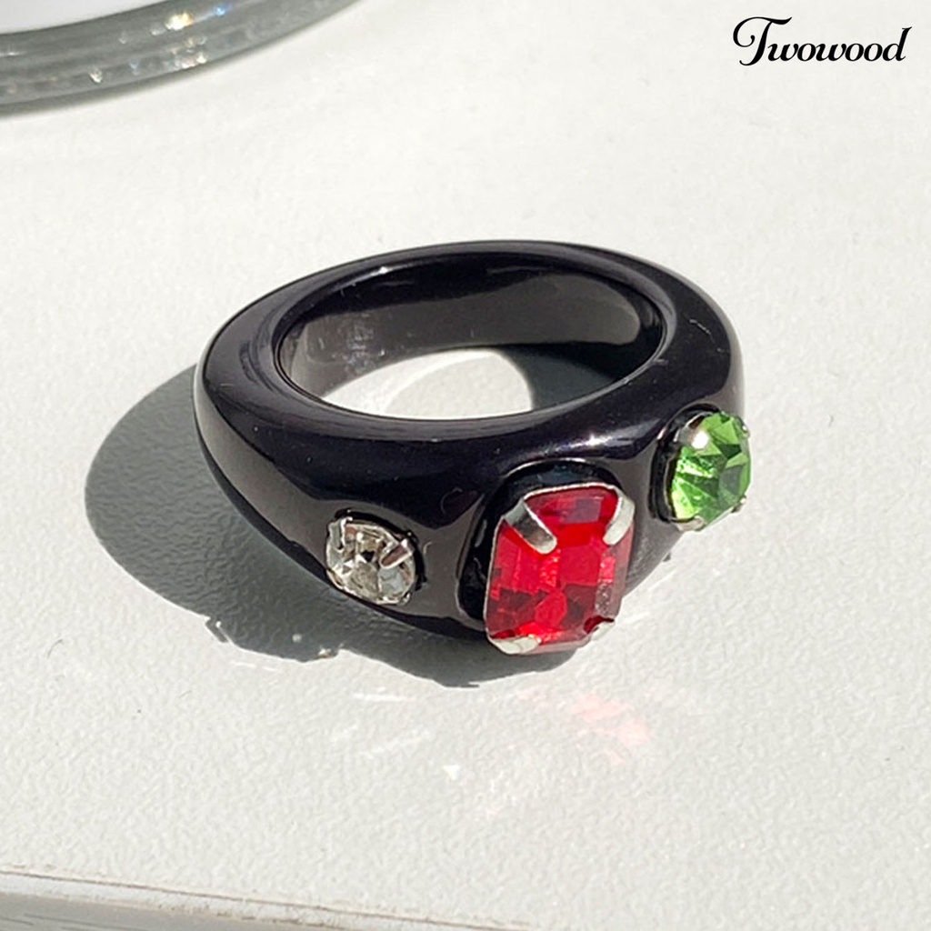 Cincin Berlian Imitasi Warna Permen Bahan Resin Untuk Kencan