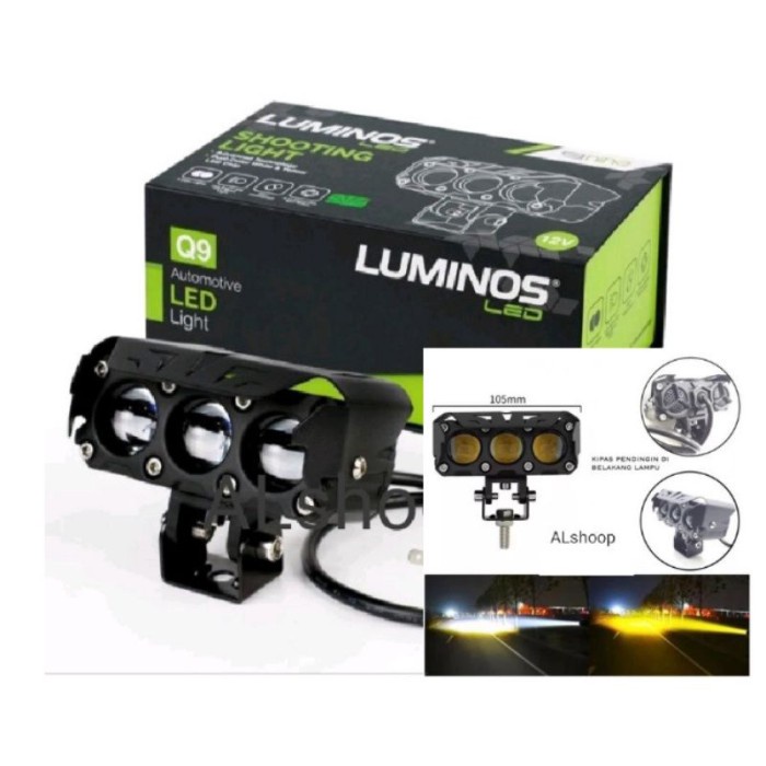 PROJI MINI LASER LAMPU TEMBAK SQL 3 MATA Hi LOW Q9 LUMINOS 9NINE