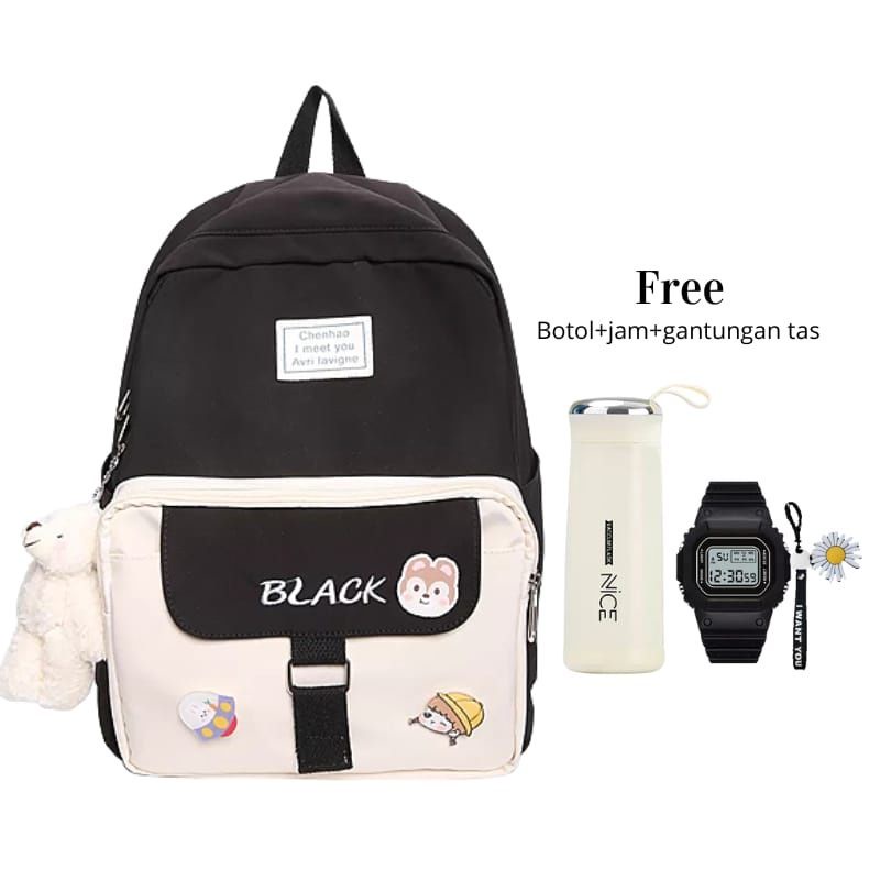Tas Ransel Wanita Motif Kartun Fashion Remaja Kekinian Tas Ransel Sekolah Backpack Korea Multifungsi