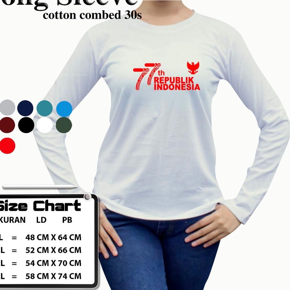 CUCI GUDANG KAOS WANITA HUT RI 77 KAOS LENGAN PANJANG HUT RI 77 ATASAN WANITA LENGAN PANJANG HUT RI 