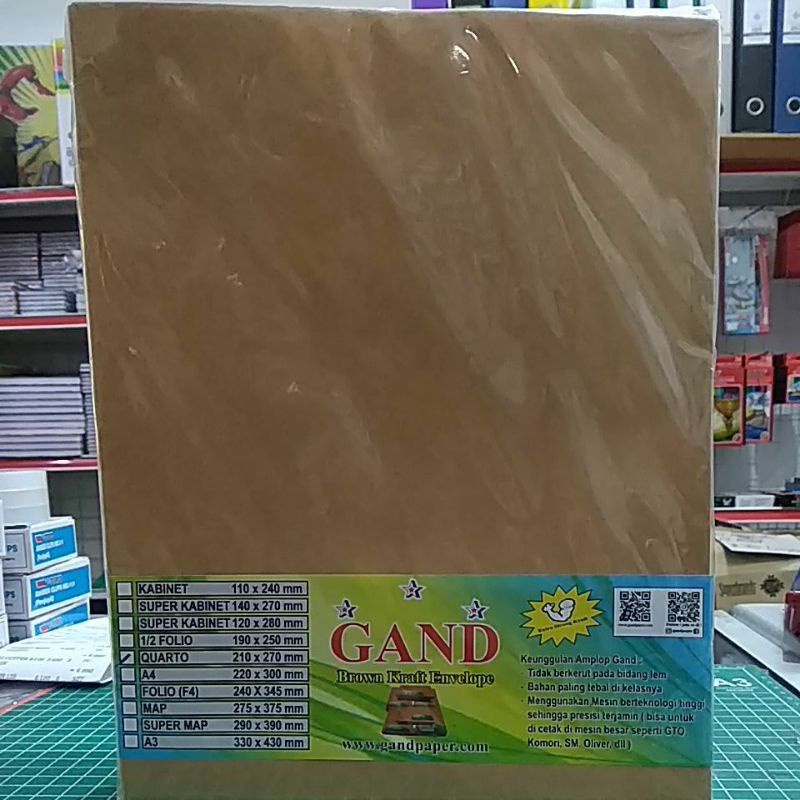 

Amplop Coklat Polos Quarto Gand ( 1pak/100pcs )