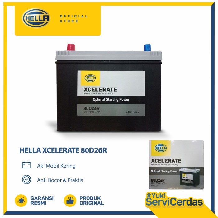 HELLA Aki Mobil XCELERATE 80D26R - Aki Mobil Kering