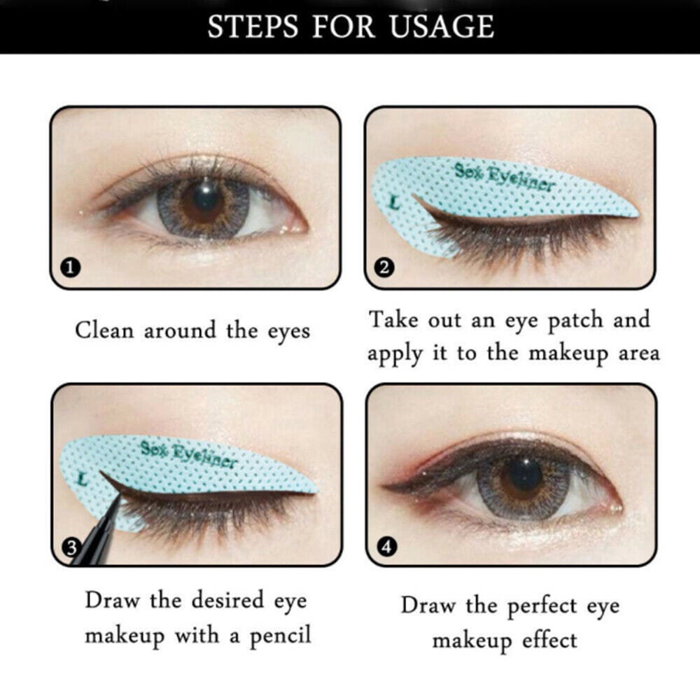 Eyeliner DIY Untuk Pemula Stiker Cat Line Cetakan Eyeliner Dan Shadow Bahan Non Woven Untuk Anak Perempuan F846