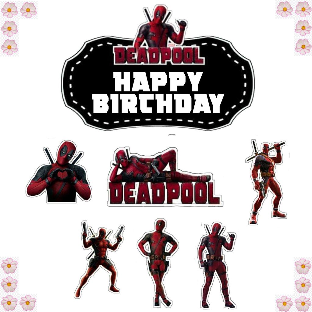 

TOPPER CAKE ULANG TAHUN / HIASAN KUE CUSTOM DEADPOOL AENBAG TOPER KERTAS