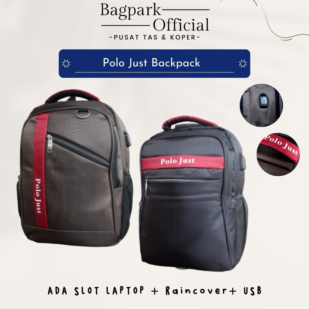 Tas Backpack Ransel Laptop Tas Sekolah Tas Kerja Tas laptop Ransel Sekolah Pria Polo JUST