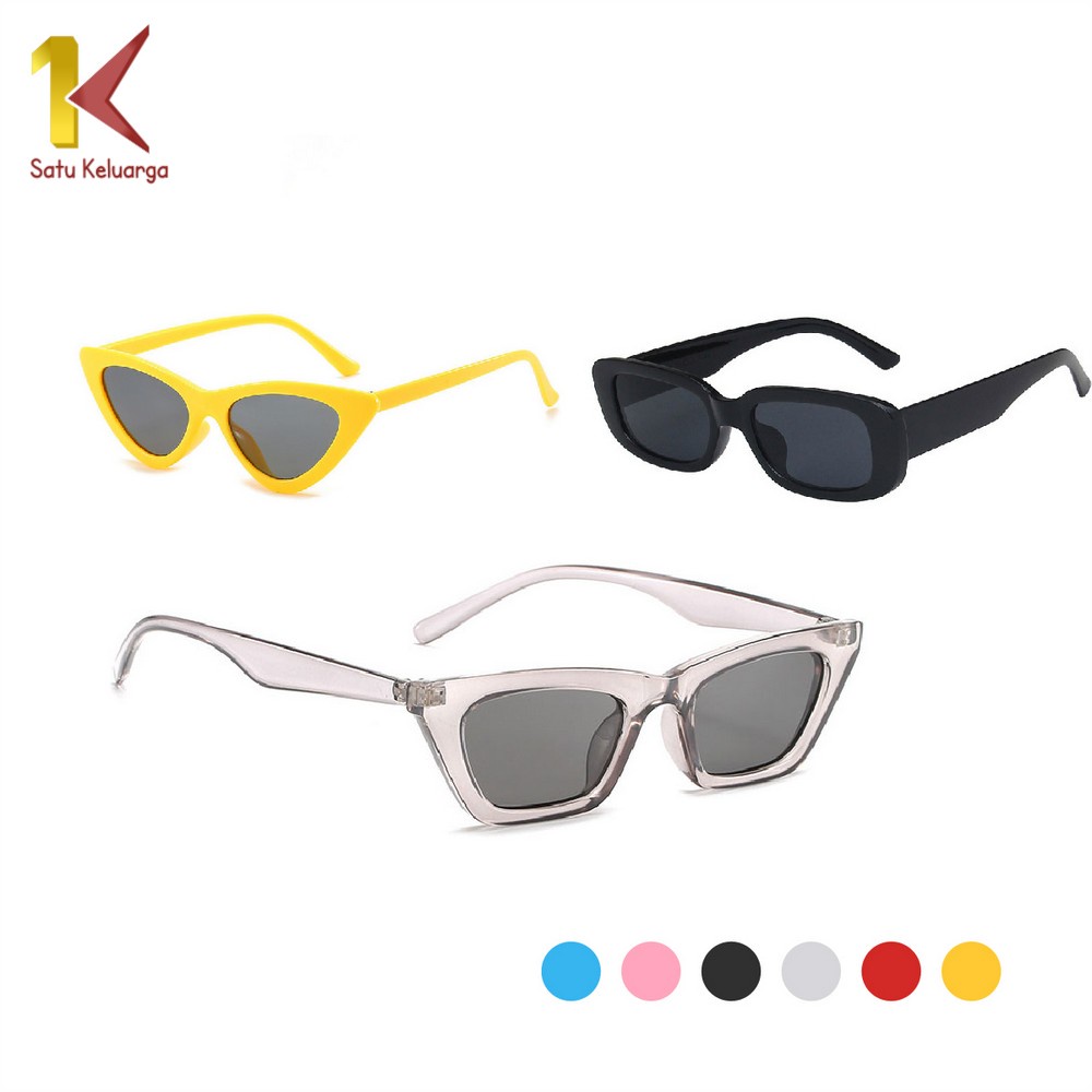 Satu Keluarga Kacamata Cat Eye Fashion Korean Style Pria Wanita Retro C666 C668 Kaca Mata Hitam Segi