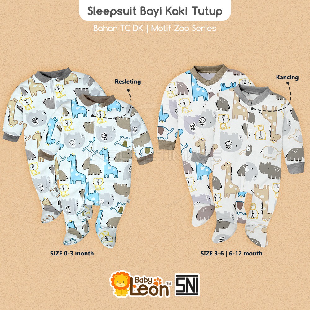 (0-3Bln) 1Pcs Jumsuit Bayi Kaki Tutup Jumper Bayi Newborn BABY LEON DS-119 Baby Sleepsuit Baju Bayi