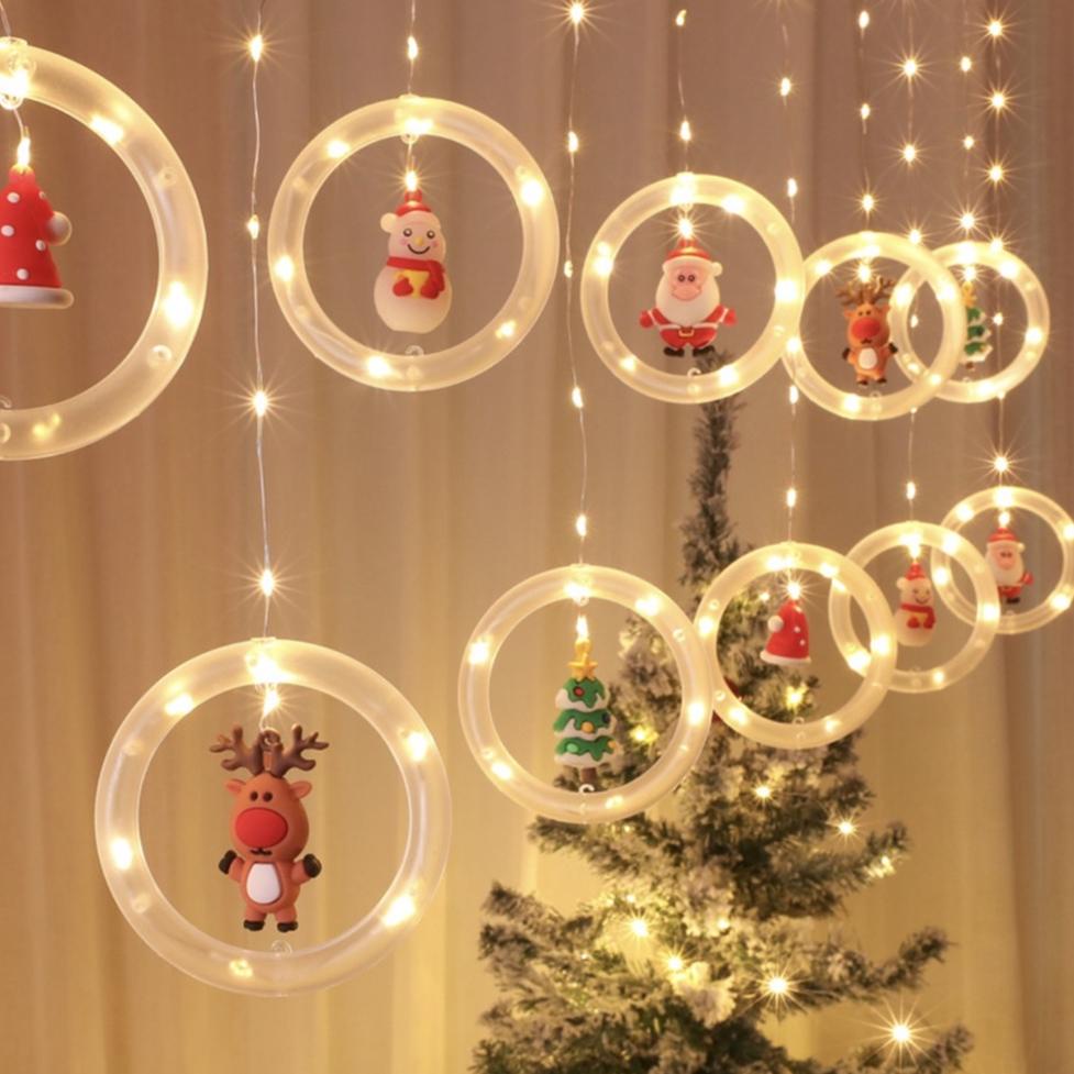 Jual PRODUK- LAMPU LED NATAL TIRAI OUTDOOR BONEKA NATAL RINGS WARM