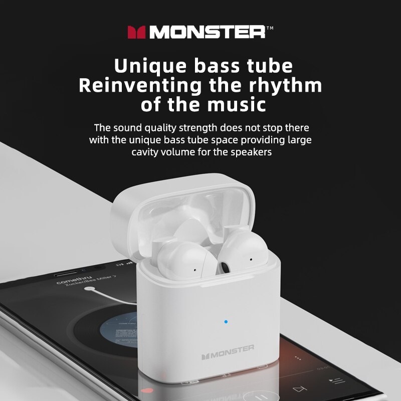 Monster XKT03 Wireless Bluetooth Earphone TWS Headset Earbuds - Putih