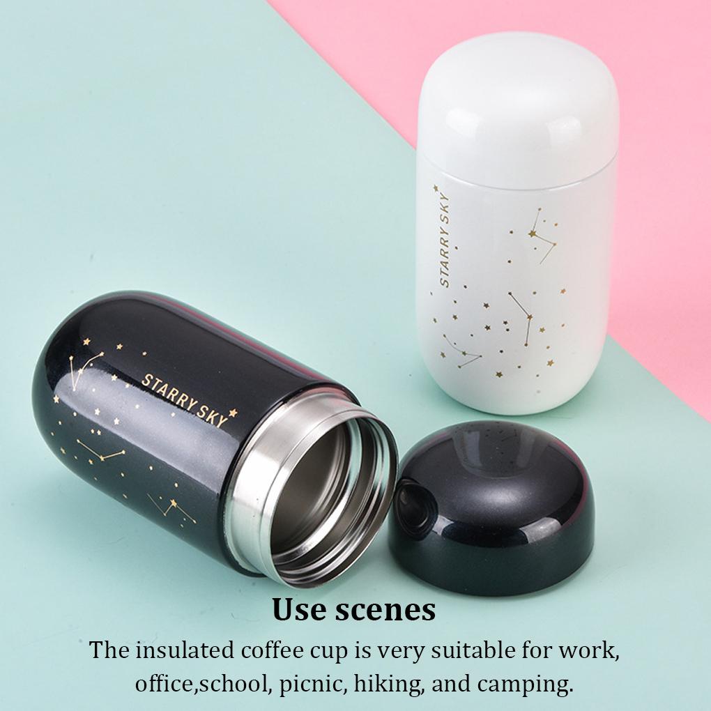 200 ml Langit Berbintang Anti Bocor Insulated Cangkir Kopi Stainless Steel Vacuum Flask Portable Rumah Camping Botol Air Thermal