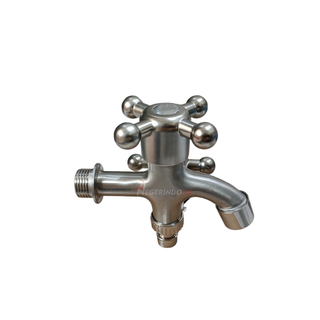 STAINLESS KERAN KRAN AIR BALING CABANG 2 KRAN TEMBOK TAMAN CABANG