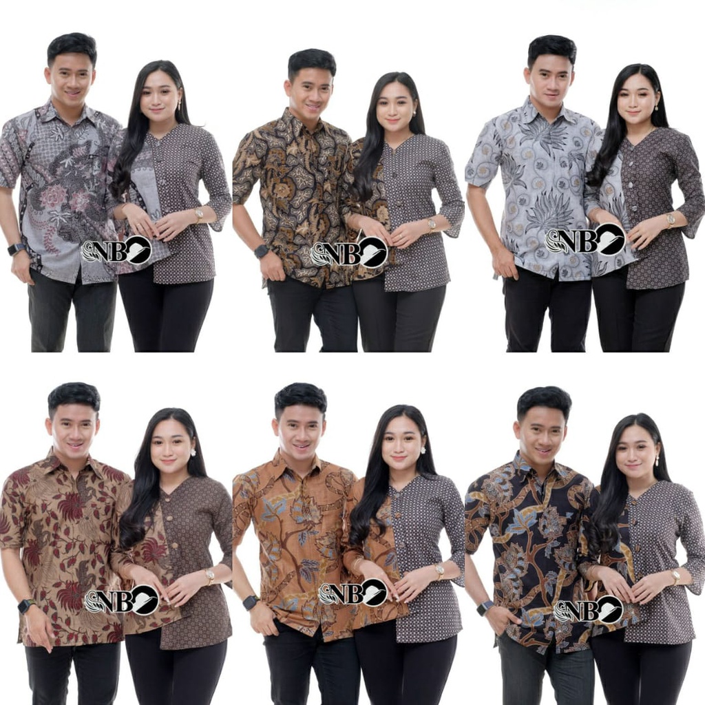 Batik wanita ASJ SA HRB026 Kenongo Kemeja Tosca Pendek Batik Fashion Baju Wanita - couple priawanita