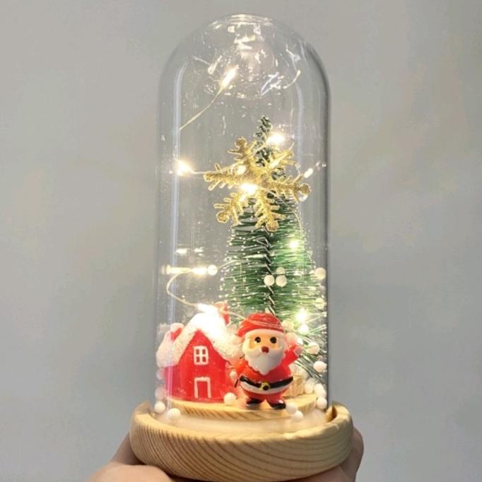 (Cod) Glass Dome Led Lampu Natal Santa Dekorasi Pajangan Christmas