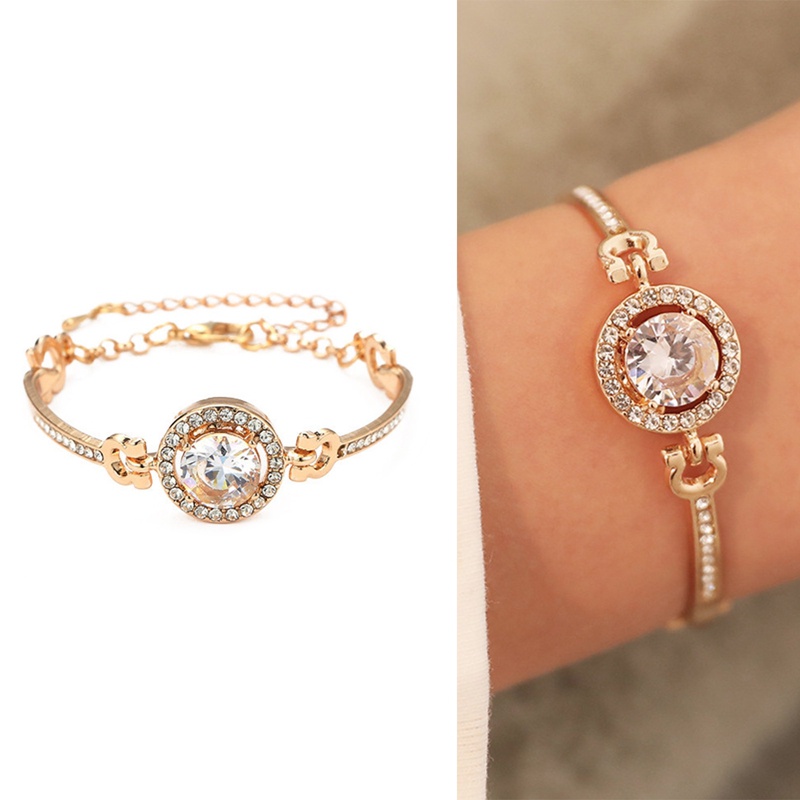 Fancyqube Gelang Tangan Wanita Hias Zircon Adjustable Gaya Korea Untuk Musim Panas