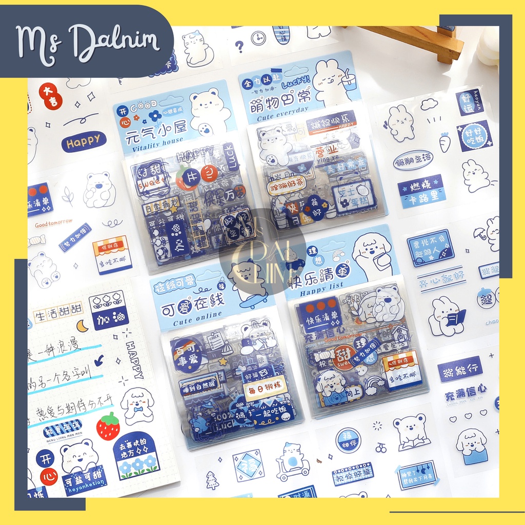 

Stiker Lucu Aesthetic Anti Air Isi 20 Lembar Blue Cartoon Lucu Transparan Dekorasi Anak-Anak Jurnal / Deco Sticker Photocard Toploader HP Cute Jepang Korea Kawaii DIY Diary Planner Journal Scrapbook Craft [ST83]