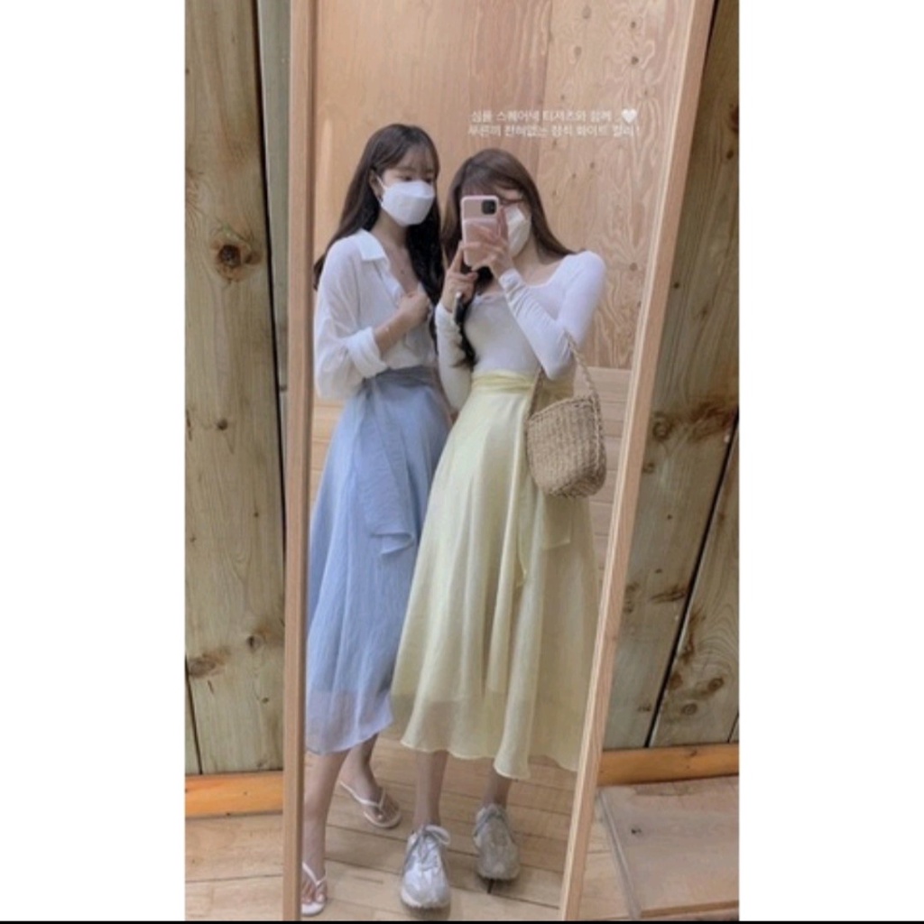 KOREAN STYLE SUMMER VINTAGE MIDI SKIRT