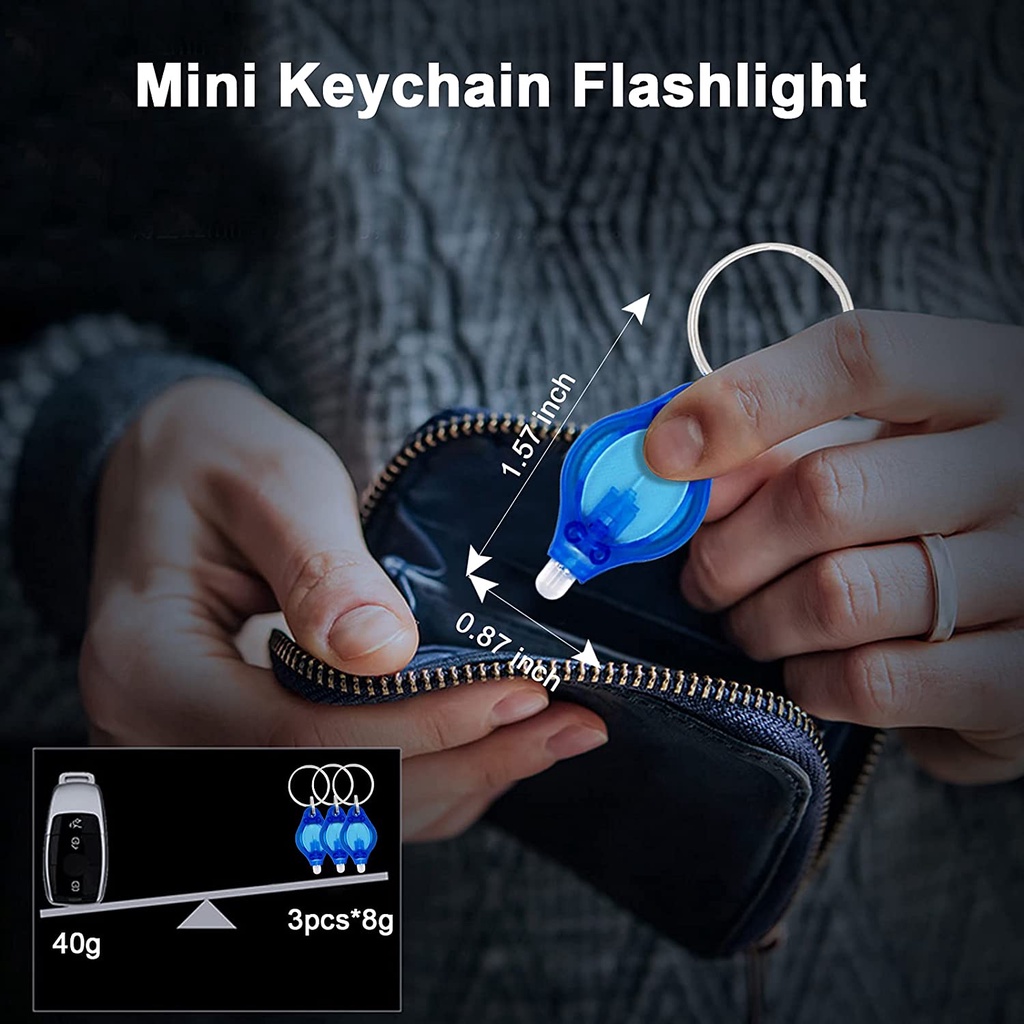 Gantungan Kunci Lampu Untuk Camping, Hiking LED Key Ring Light Torch Mini LED Keychain Senter Gantungan Kunci Senter LED Multicolor Key Ring Flashlight Emergency Keychain Light