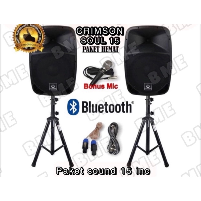 PAKET KOMPLIT SPEAKER AKTIF CRIMSON 15 inch BLUETOOTH Type SOUL 15