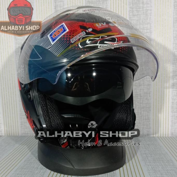 HELM G2 OPTIMAX MOTIF PREDATOR | HALF FACE DOUBLE VISOR | HELM SNI