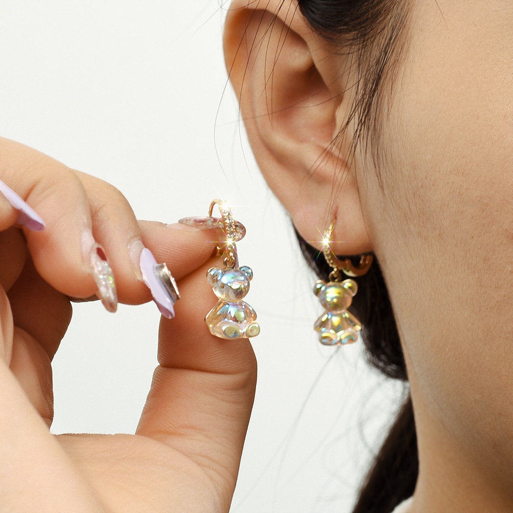 Anting Juntai Liontin Gummy Bear Bahan Akrilik Warna Permen Pelangi Gaya Korea Untuk Wanita