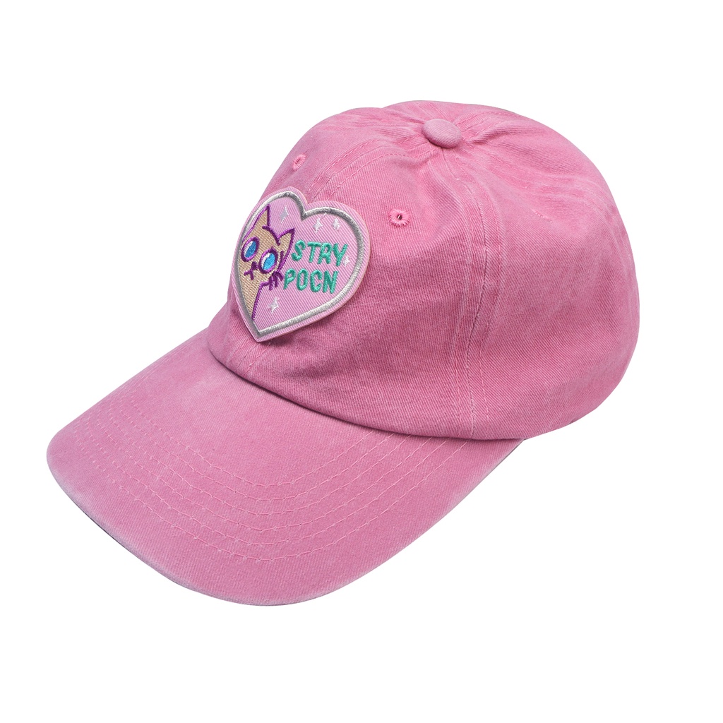 Topi Baseball Motif Bordir Hati Warna Pink Gaya Kasual