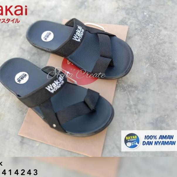 Sandal Selop pria Impor murah - Sandal keren Cowok slip on flat - Cokelat, 39