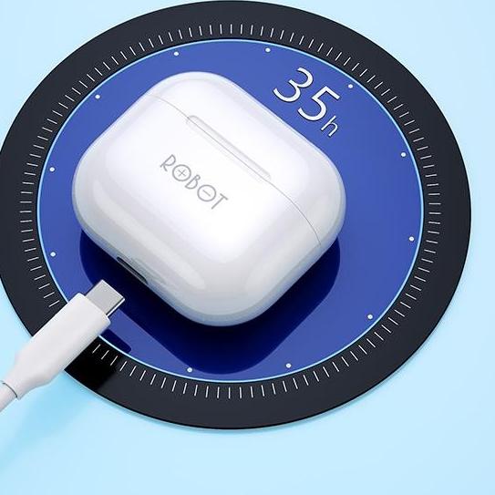 ROBOT TWS Bluetooth Headset Airbuds T50 - Putih