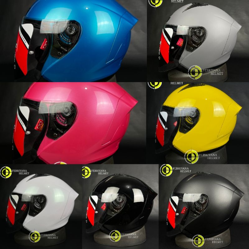 Jual HELM NJS KRONOZ SOLID WHITE BLACK PINK BLUE STONE GREY HALF FACE