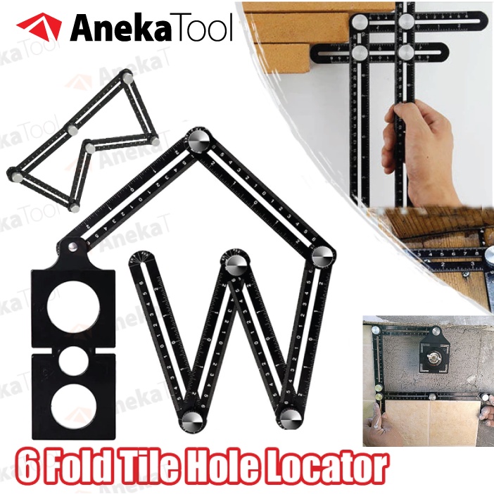 Penggaris Lipat 6 Sudut Siku Pola Multifungsi Template Alat Ukur