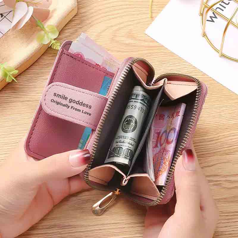 ASIN829 Dompet Wanita Korea Baru Ritsleting Pendek Dompet Koin Lucu 916 Dompet Koin Fashion Dompet Mode Multifungsi Dompet Lipat Pendek