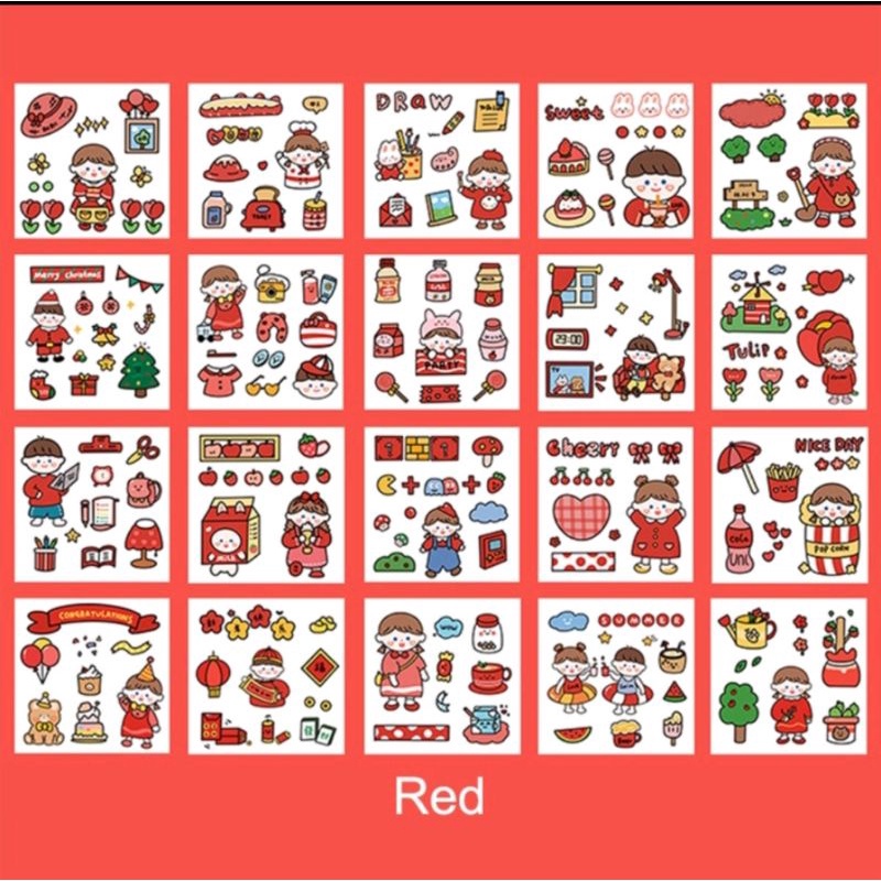 

20PCS/Set Stiker Motif Kartun Korea Lucu Anti Air Dekorasi pola