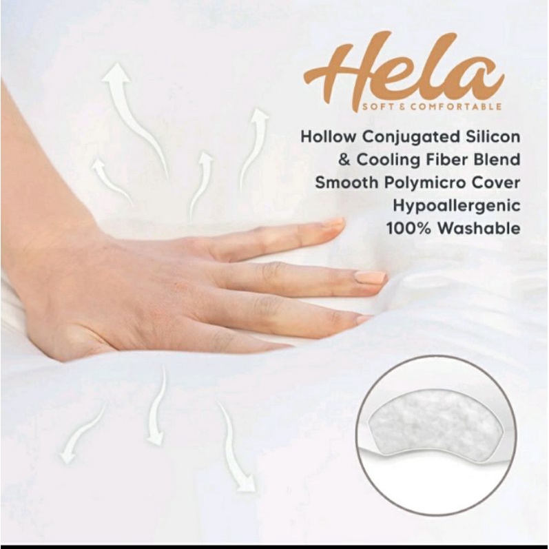 Bantal Hela Deluxe Standard Hollow Conjugated Silicon &amp; Cooling Fiber ( Uk. 45cm x 65cm)