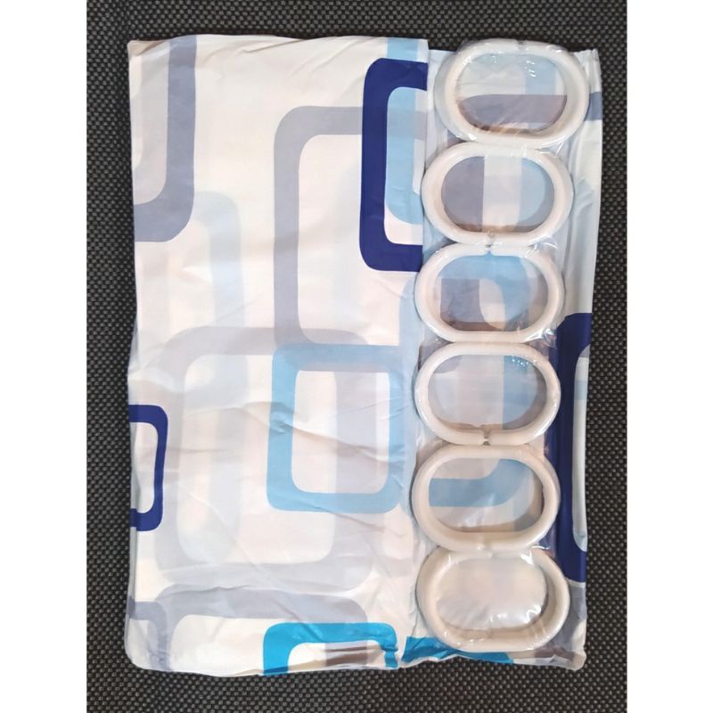Tirai kamar mandi bahan kain PVC Halus Anti air waterproof motif cantik