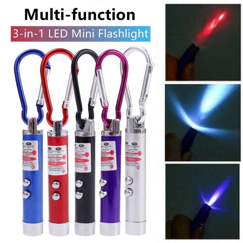3in1 Lampu Senter LED Ultraviolet Mini Bahan Aluminum Alloy Dengan Gantungan Kunci Untuk Outdoor / Darurat