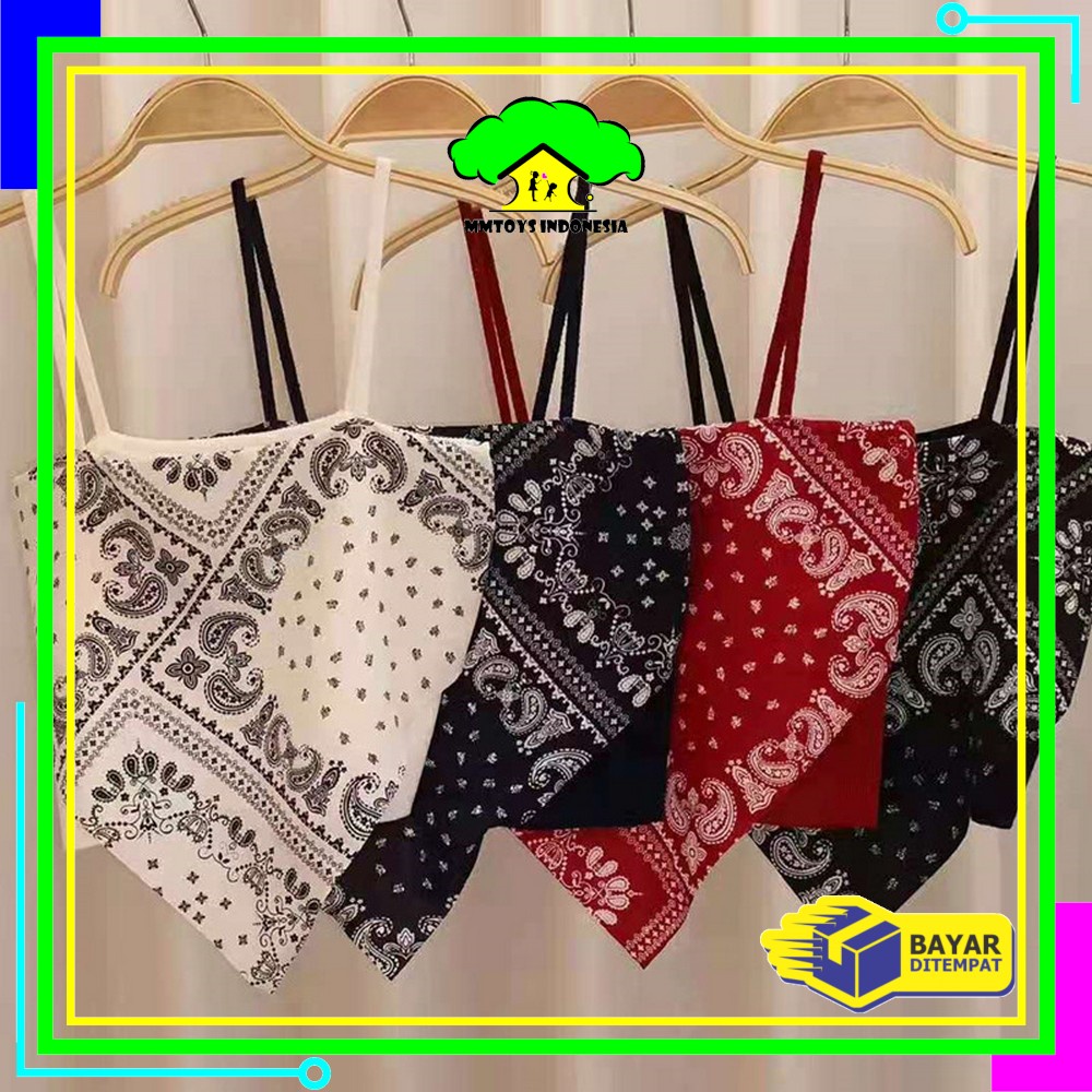MI-P124 Tank Top Segitiga Model Crop Top Motif Hailey Scarf / Tanktop Atasan Wanita Tanpa Lengan / T