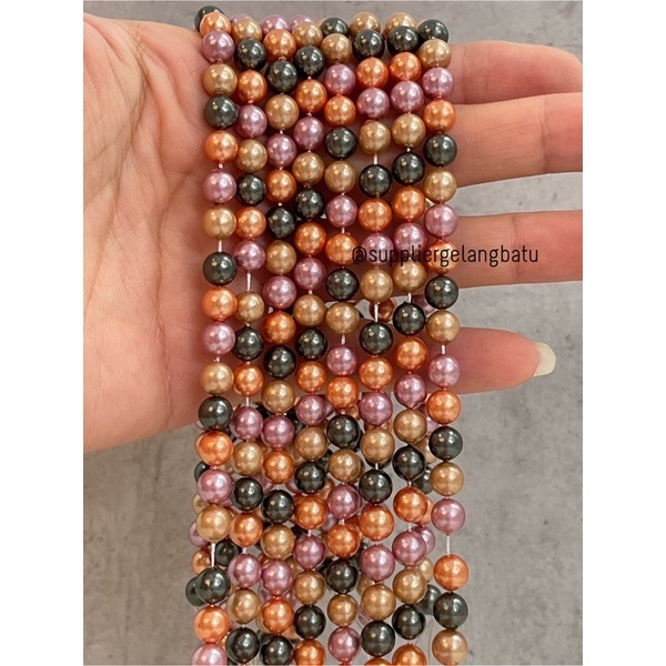 Mutiara Shell Kerang Asli 6mm bahan renceng kalung gelang