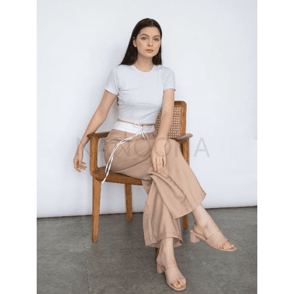Miyong Two Tone Pants - Celana Kulot Loose Wanita Two Tone Free Tali Pinggang - Loose Pants