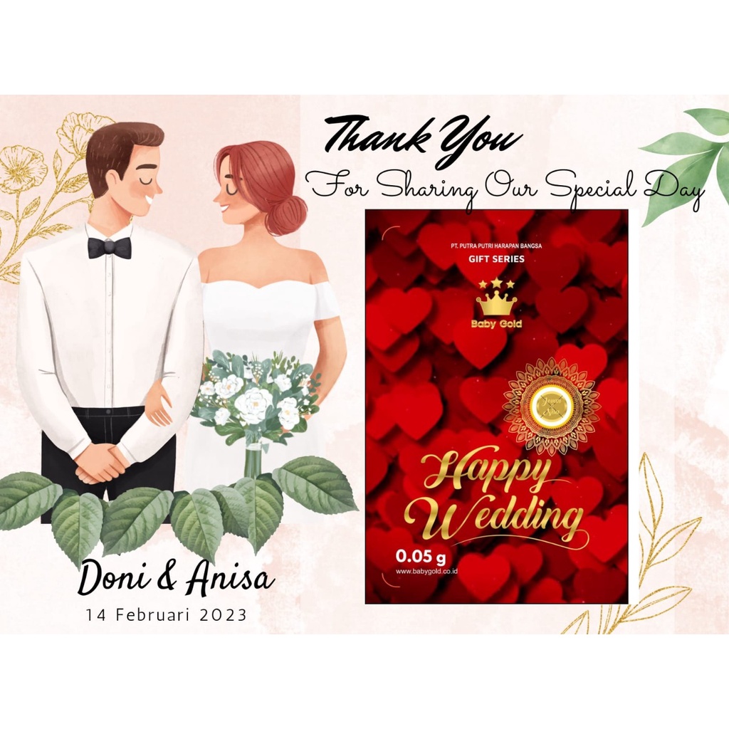 ( TAMBAHAN Kemasan )Souvenir Custom Wedding Pernikahan Ulang Tahun Hadiah Sunat Congrat EMAS 24K