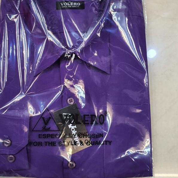 kemeja pria polos lengan panjang premium volero - ungu tua- - ungu tua, S