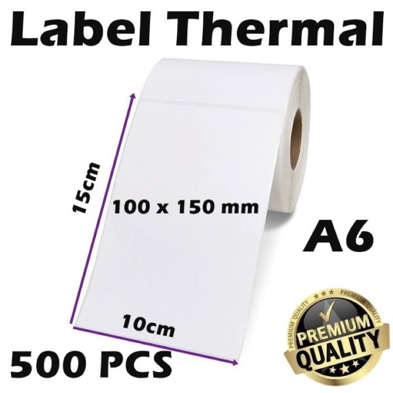 

Kertas Stiker Label Thermal Barcode Resi 100X150 mm A6 isi 500 Pcs
