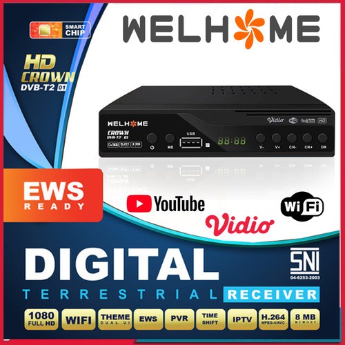 Set TopBox Tv Digital Welhome DVB T2 EWS UHF HD set / tv analog ke digital / set topbox tv digital untuk tv tabung dan Smart TV / stb tv digital murah / set box tv digital murah / set box tv digital