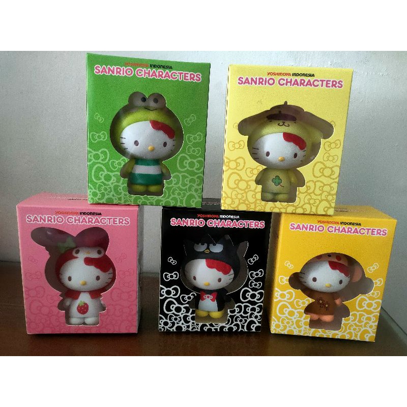 figurin mainan pajangan sanrio yoshinoya (kerokero keropi, pompompurin, my melody, bad batz maru, os