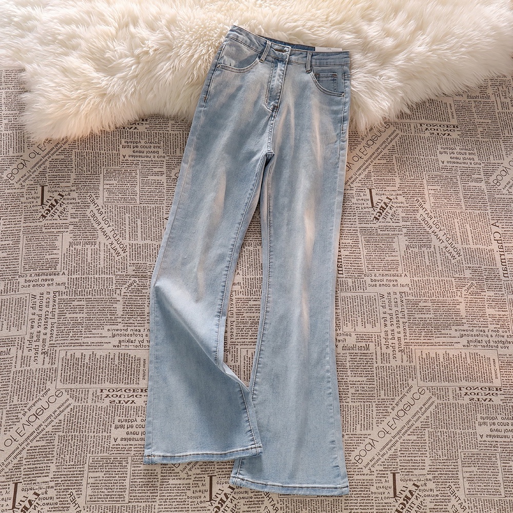 korean biru celana cutbray wanita/  highwaist santai celana jeans cutbray wanita(Realpict)