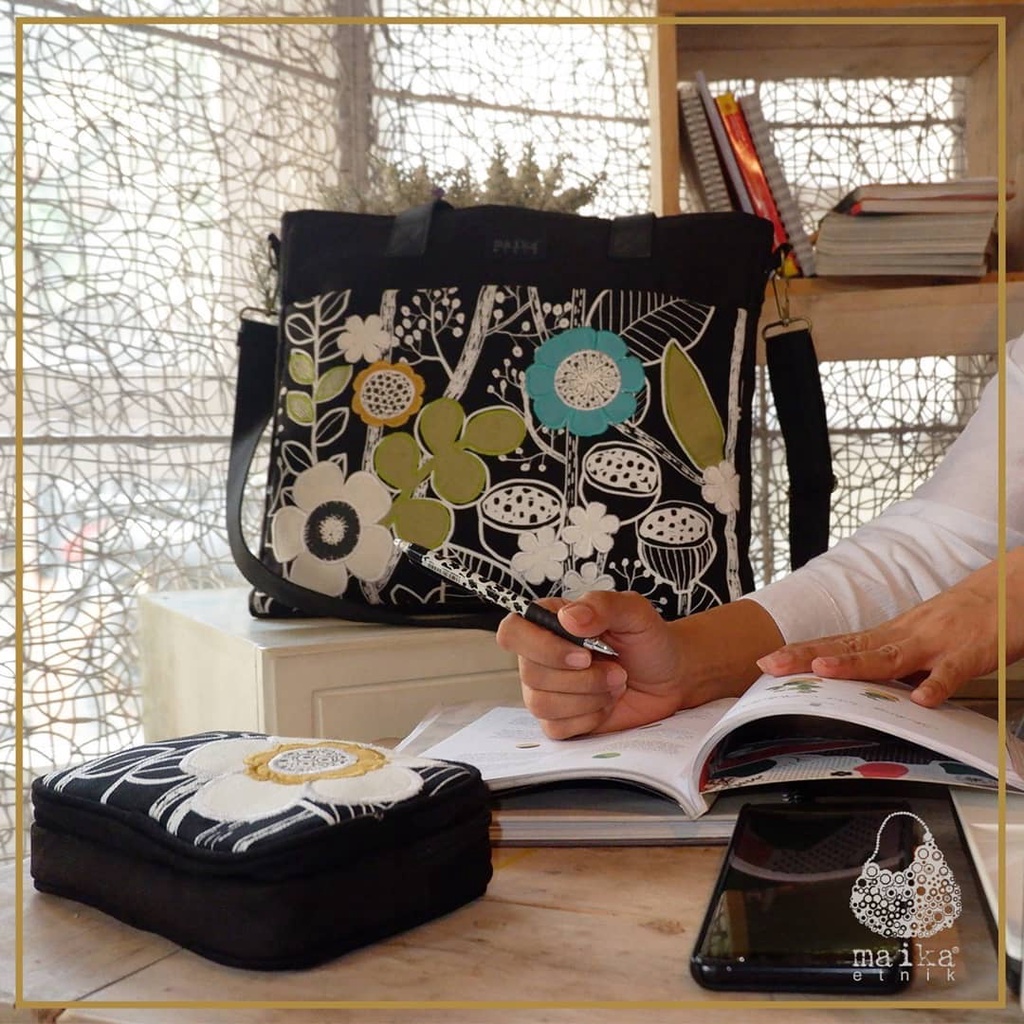 maika etnik tas kantor bahu dan selempang wanita tote bag slingbag totebag hanel maika