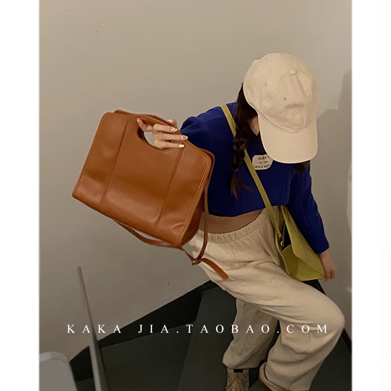 Suhao Korea tas tangan wanita musim gugur dan musim dingin 2021 baru trendi fashion retro tas all-match tas messenger berkapasitas besar