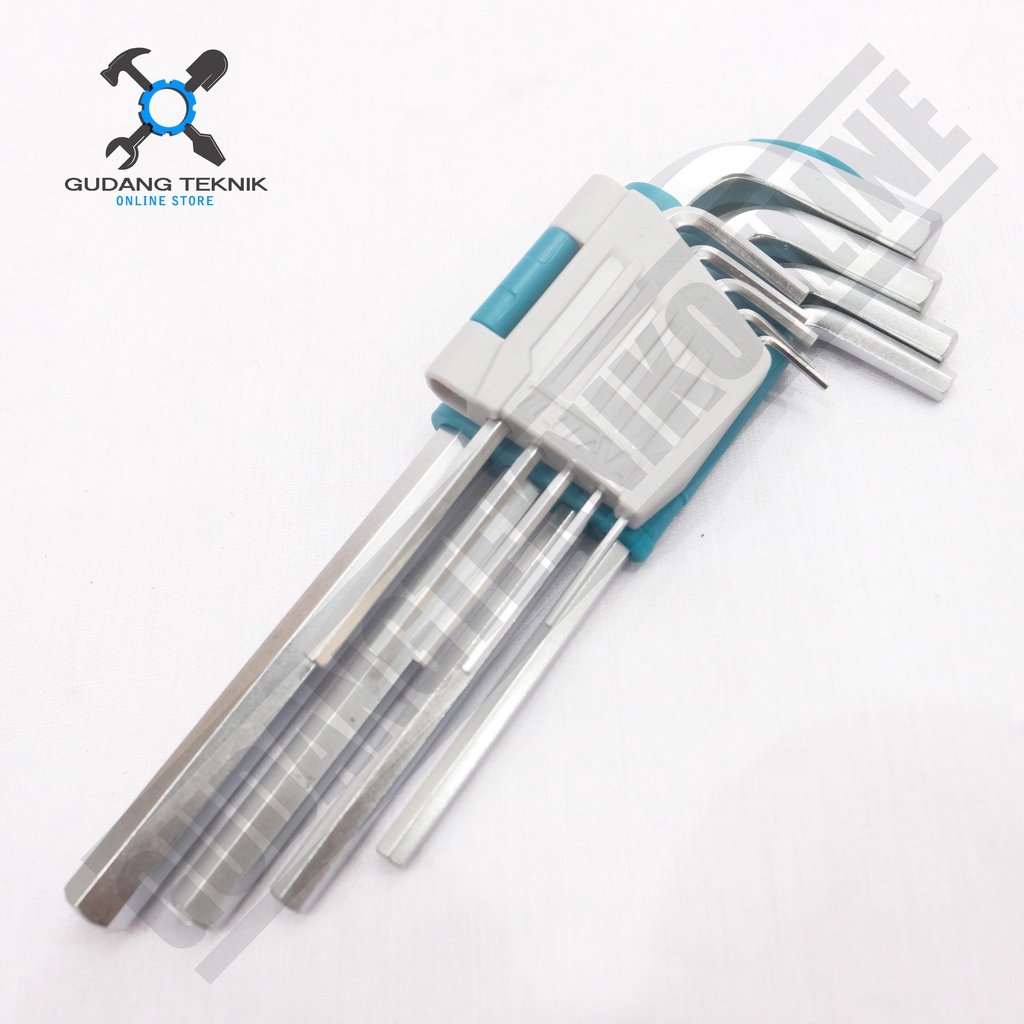 Kunci L Segi 6 isi 9 Pcs 1 Set 1.5mm - 10mm THT106191 TOTAL / Hex Key Kunci L Segi 6 Set 9 pcs THT106191 TOTAL