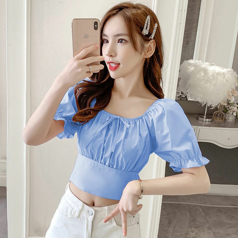 [MCFK] Blouse Back Ribbon / Blouse Wanita Korean Style / Blouse Wanita Dewasa / Baju Cantik Trend Kekinian / Baju Wanita Terbaru