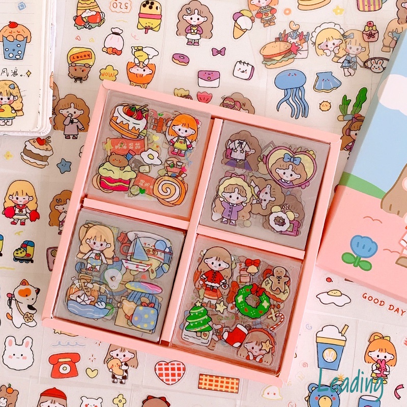 

20PCS PET Stiker Anti Air Transparan Kartun Lucu DIY Stiker Untuk Dekorasi Alat Tulis -Le
